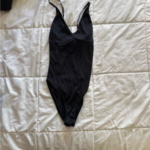 PRINCESS POLLY Black v-neck spaghetti bodysuit
